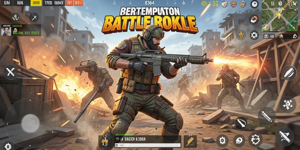 Menampilkan aksi seru dari gameplay Battle Royale 8364.