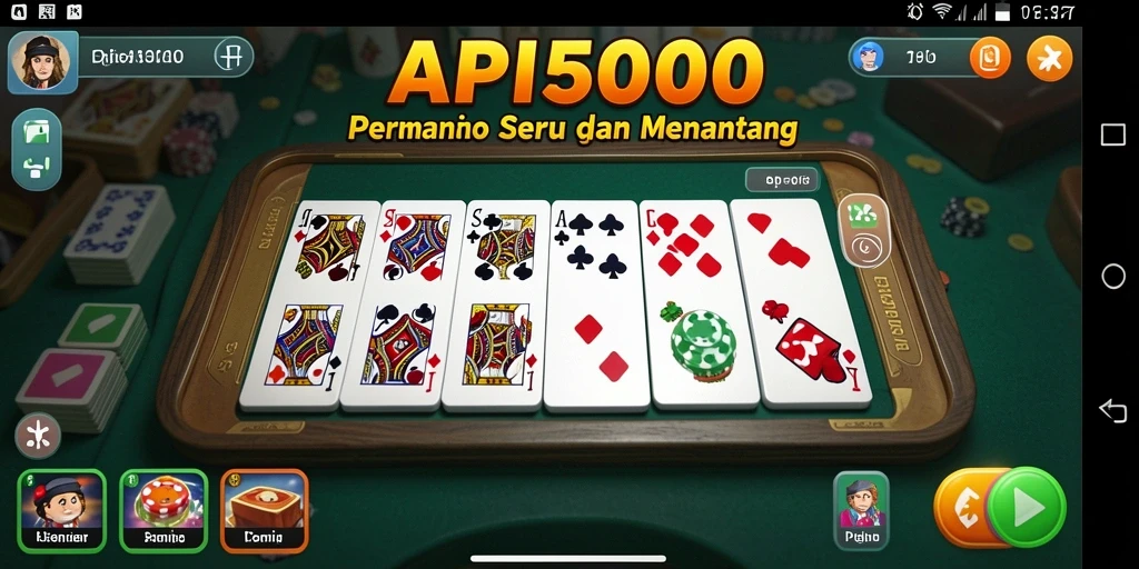 Tampilan gameplay Domino yang menarik dan interaktif di API5000.