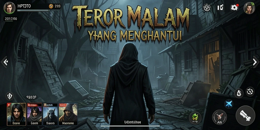 Screenshot dari gameplay HPTOTO, menampilkan suasana horor yang mengintimidasi.