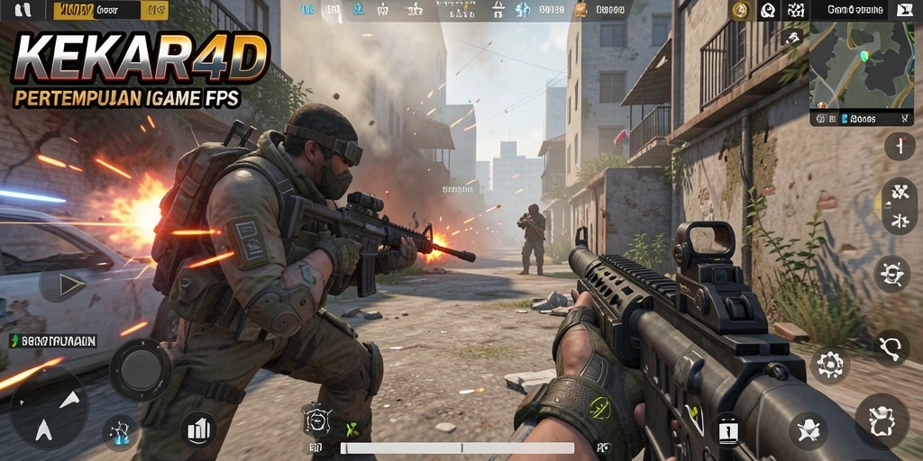 Screenshot utama KEKAR4D menunjukkan aksi tembak-menembak yang menegangkan dalam game FPS.