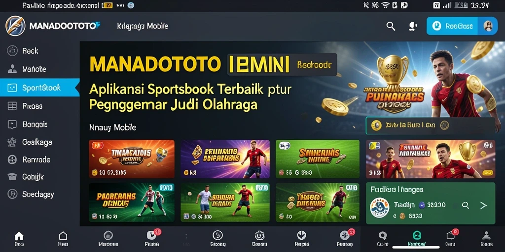Tampilan antarmuka aplikasi MANADOTOTO dengan opsi taruhan.