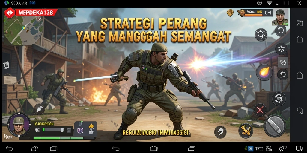 Screenshot utama MERDEKA138 menampilkan pertempuran strategis yang mendebarkan.