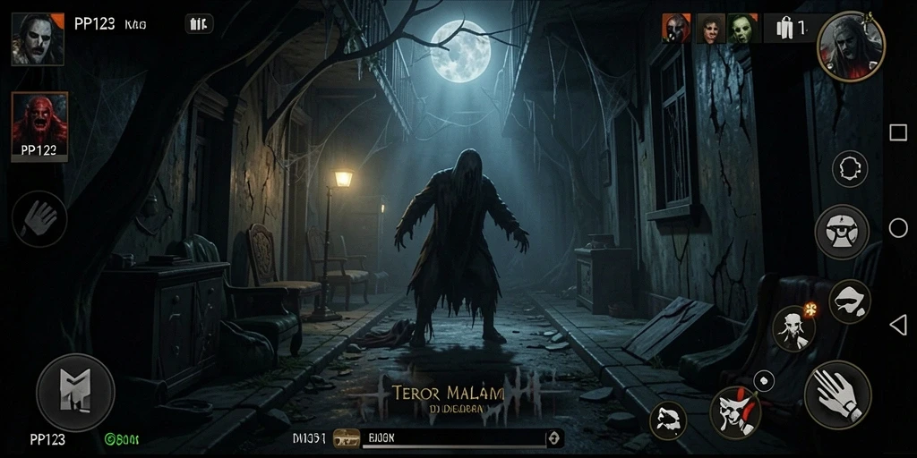Gameplay menyeramkan PP123 dengan suasana kegelapan yang mencekam.
